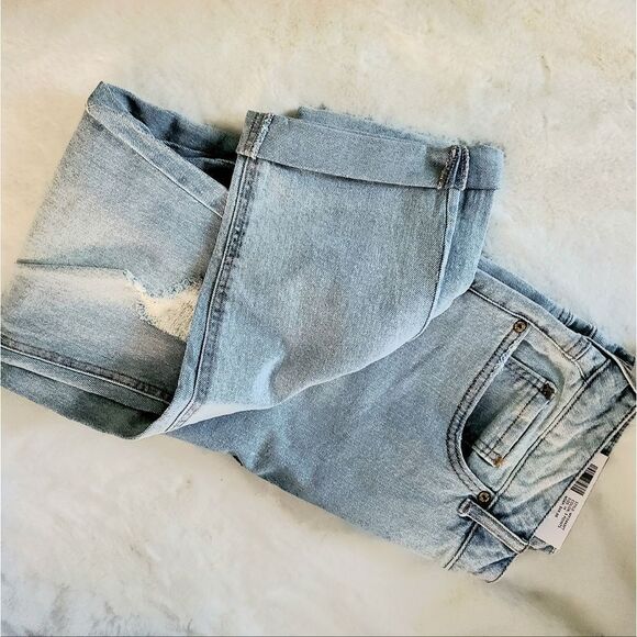 PLUS size! Seven7 Stretch Distressed Bleach Wash Ankle Jeans - Picture 10 of 11